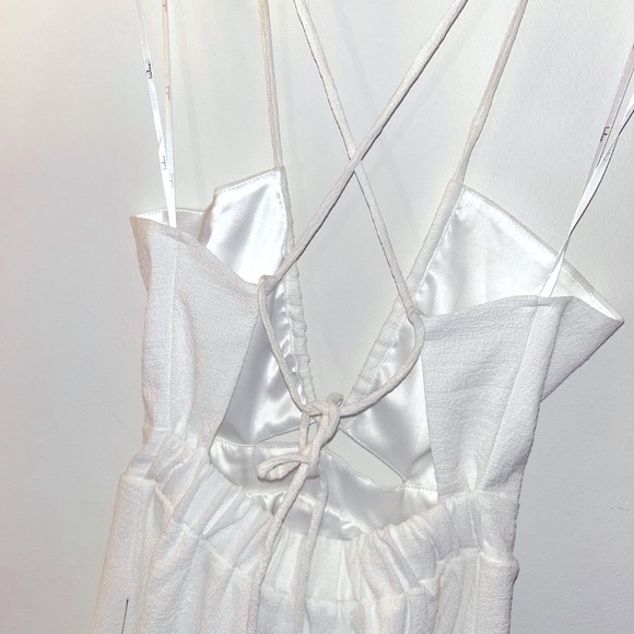 Lulu's Ivory Textured Dress with Strappy Detail - Picture 3 of 7